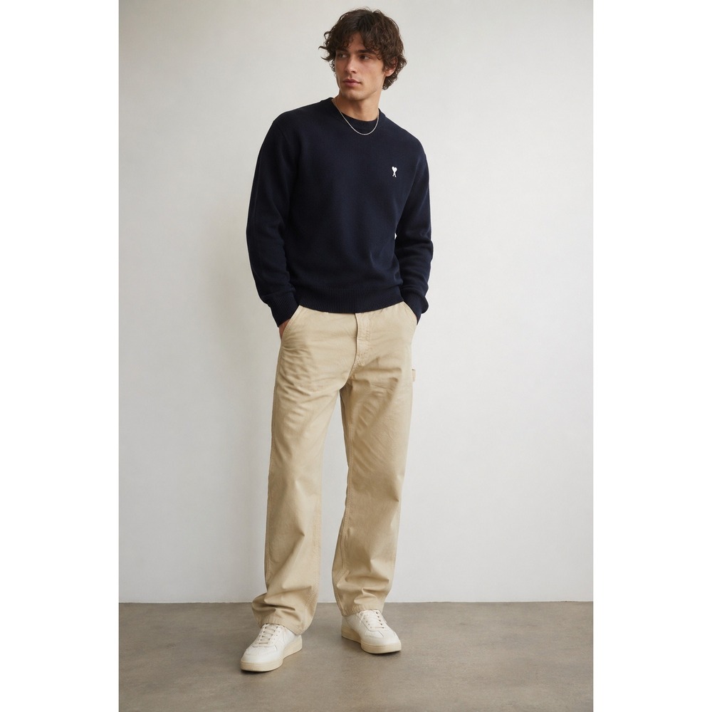 Ami Alexandre Mattiussi Carpenter Natural Straight Beige Cotton Herringbone 32